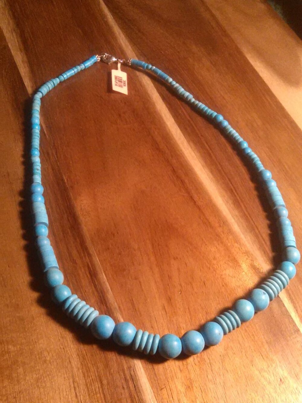 Blue Howlite Beaded Silvertone Necklace (22 Inch)